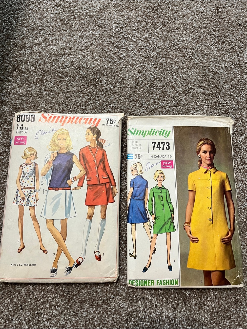 2 Vintage Simplicity Sewing Patterns 7473-8098 Culottes Rare
